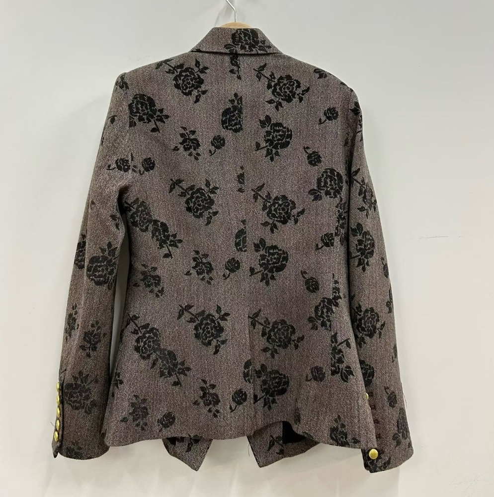 L'AGENCE Bethany Flocked Herringbone Blazer - Picture 8 of 12